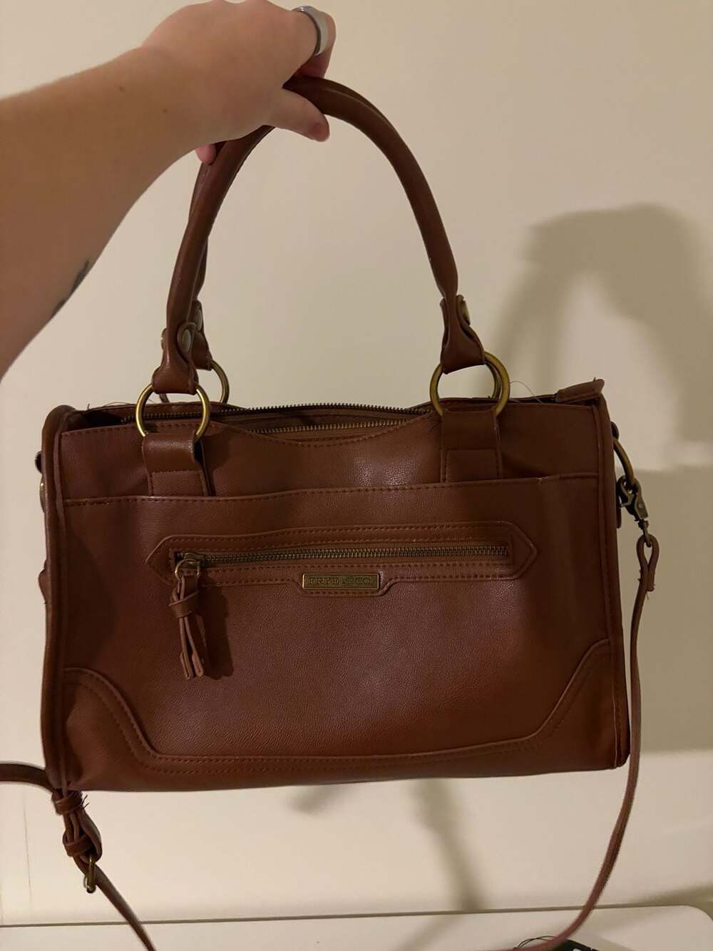 Frye and Co. Core Satchel Brown Faux Leather Handbag